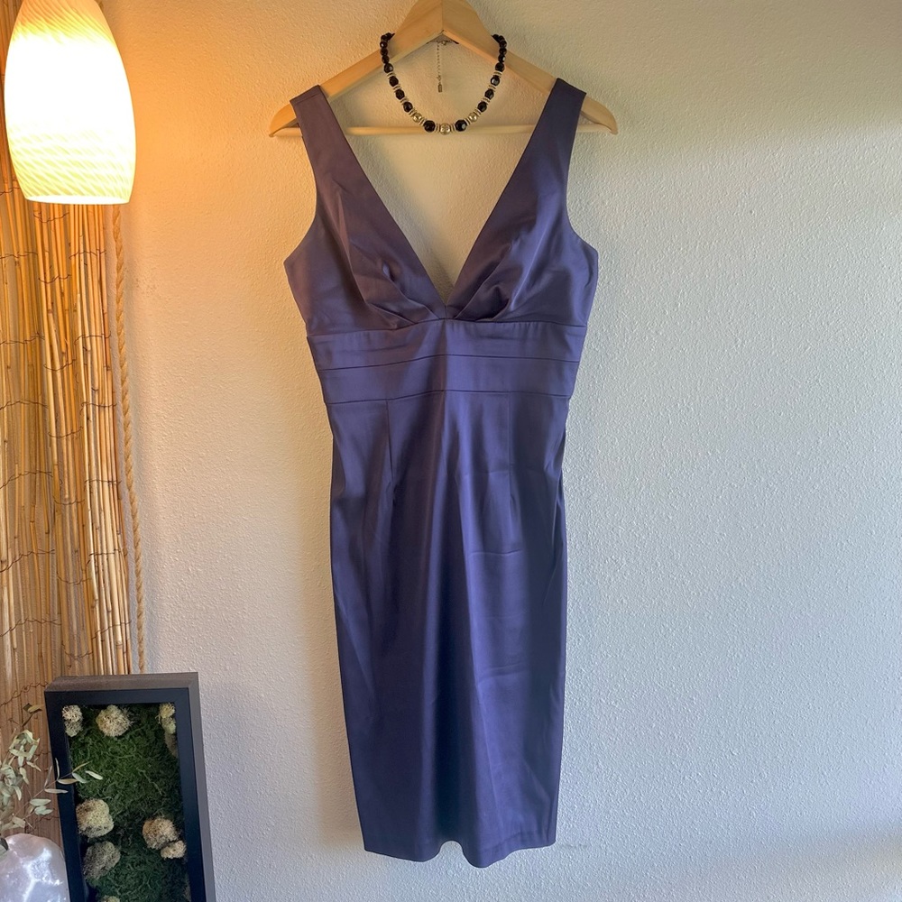 Donna Ricco Deep Purple Satin Corset Cocktail Dress